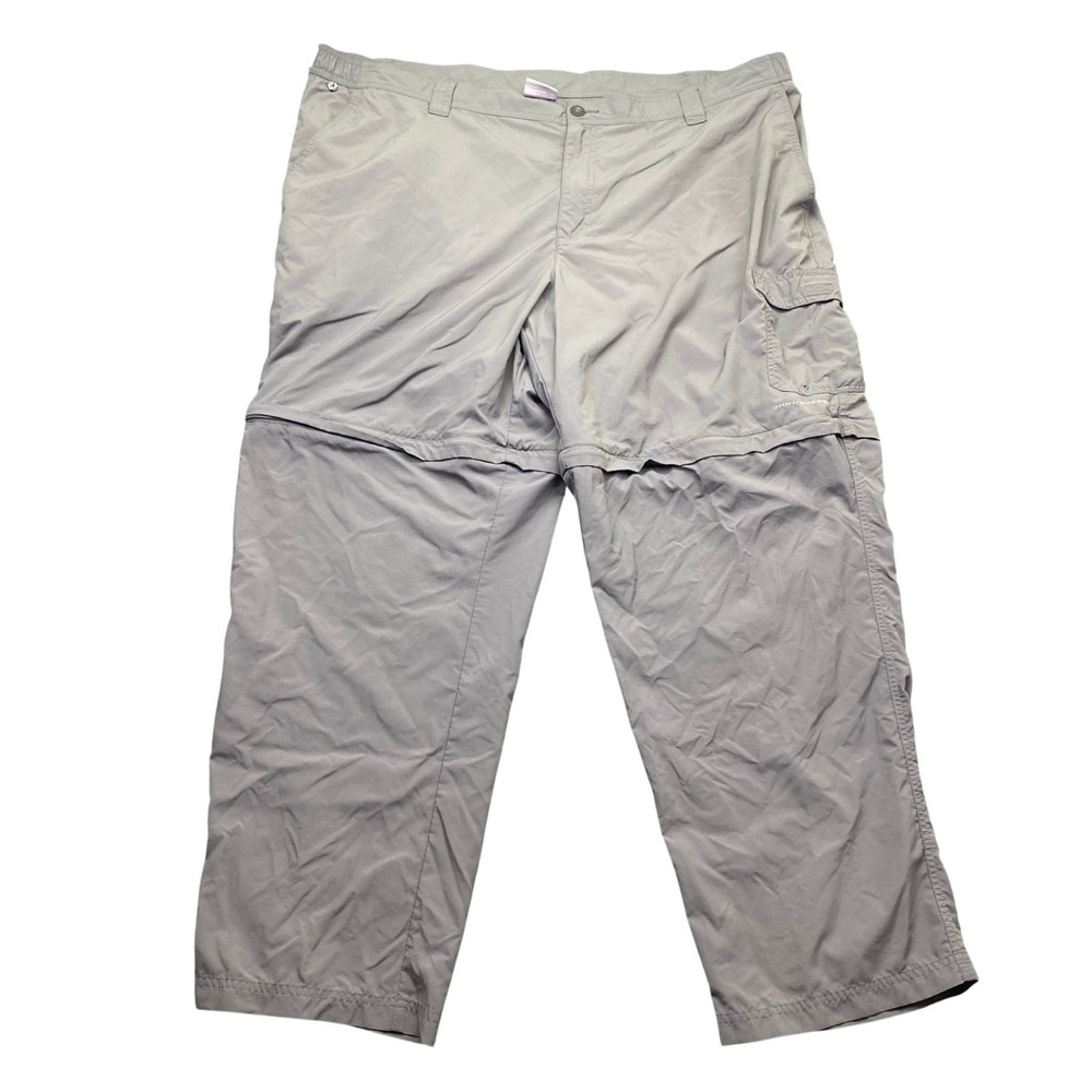 Columbia PFG Omni-Shade Convertible Cargo Pants Mens Sz 48 Grey Hiking Fishing